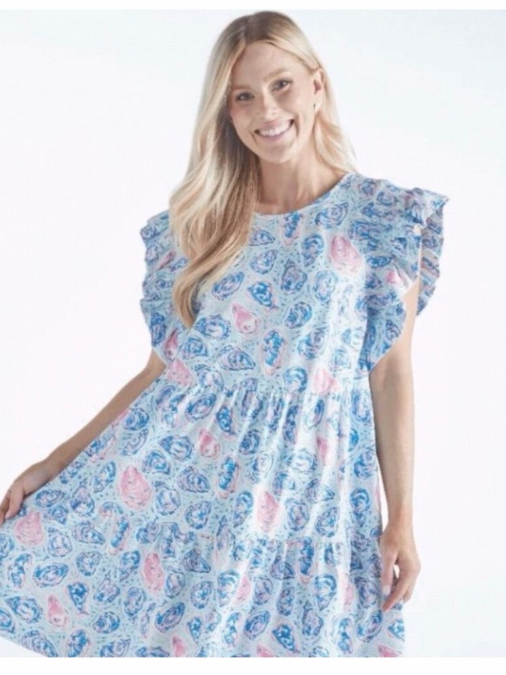 Simply Southern Oyster Light Blue and Pink Maxi Dress - Picture 2 of 5